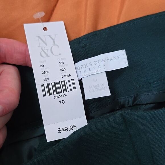 NWT NY&CO The Audrey pant Size 10 Dark Green Slim LEG WOMENS WORK - Picture 7 of 8